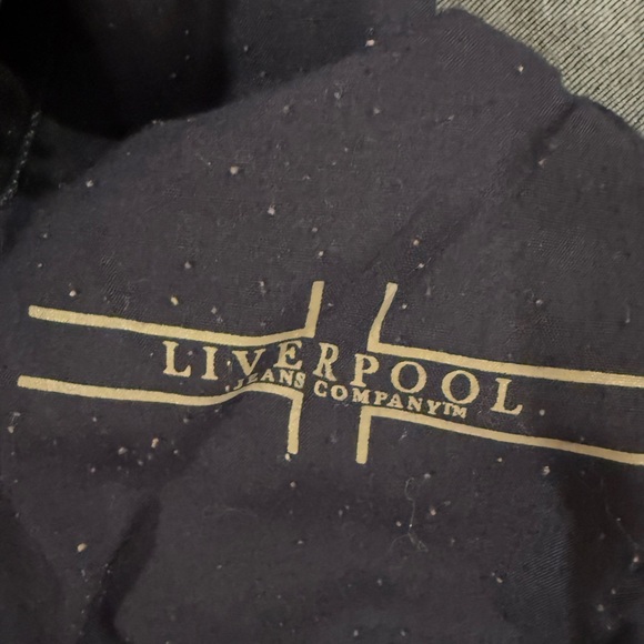 LIVERPOOL Jeans Company Dark Blue Denim Jacket Slightly Cropped Size Medium Moto - Picture 5 of 6